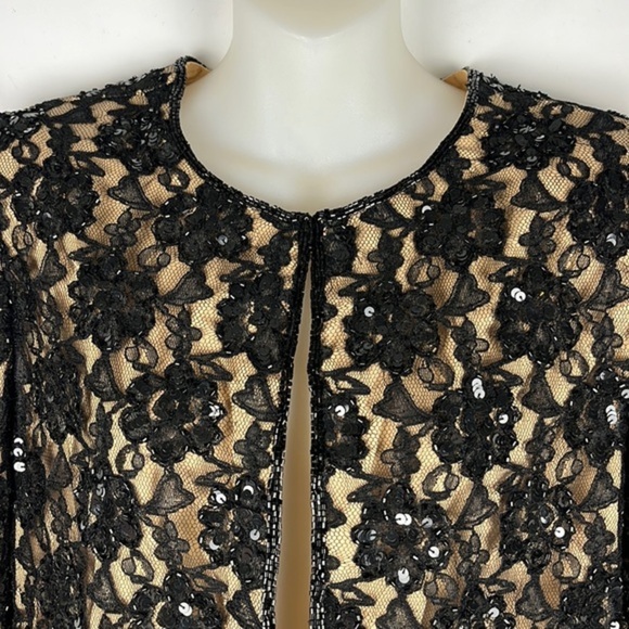 Andretta Donatello Black Lace Sequin Jacket & Tank Top Formal Set 2 Pieces Sz S - Picture 4 of 16